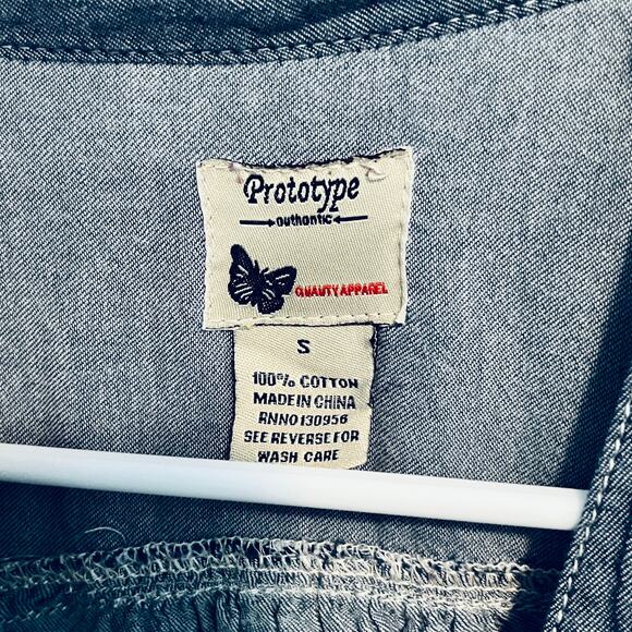 Prototype Authentic Denim Chambray 3/4 Sleeve Shirt S - Picture 5 of 6